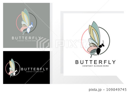 Butterfly Logo Design, Beautiful Flying Animal, Company Brand Icon Illustration, Screen Printing, Salon 109849745