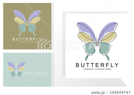 Butterfly Logo Design, Beautiful Flying Animal, Company Brand Icon Illustration, Screen Printing, Salon 109849747