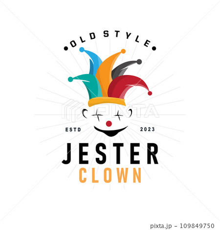 Simple illustration template jester hat logo minimalist joker clown design Simple illustration template jester hat logo minimalist joker clown design 109849750