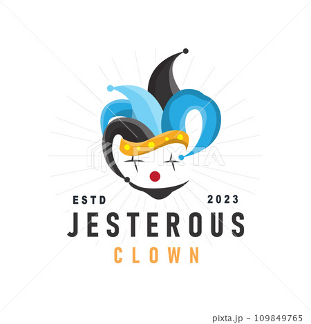 Simple illustration template jester hat logo minimalist joker clown design 109849765