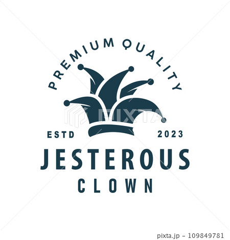 Simple illustration template jester hat logo minimalist joker clown design 109849781