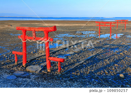 【佐賀県】干潮の大魚神社の海中鳥居 109850257