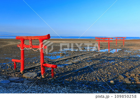 【佐賀県】干潮の大魚神社の海中鳥居 109850258