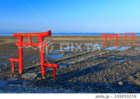 【佐賀県】干潮の大魚神社の海中鳥居 109850259