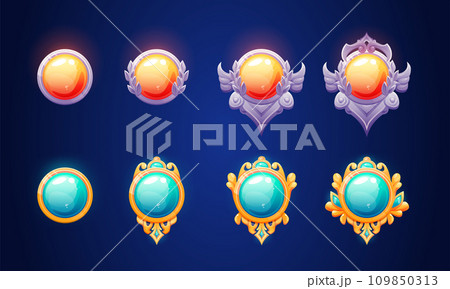 Badge with diamond for game ui level rank. 109850313