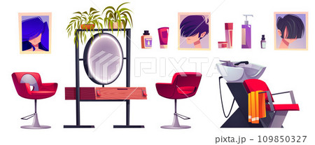 Beauty salon interior equipment and cosmetics. Beauty salon interior equipment and cosmetics. 109850327