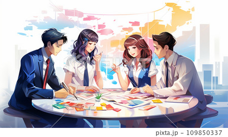 課や部のチーム会議を開いている様子