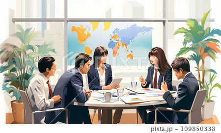 課や部のチーム会議を開いている様子