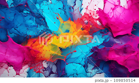 カラフルなインクが飛び散る 109850514