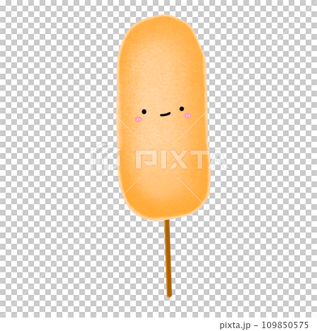 Cute Corndog Mascot Character Kawaii Food Corndog Cartoon illustration Korean Food Drawing Sausage Fried Korean Street Food Cartoon 109850575