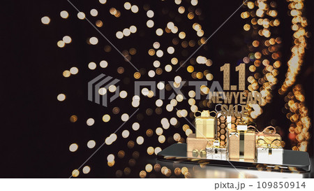 The gift box for new year shopping concept 3d rendering The gift box for new year shopping concept 3d rendering 109850914
