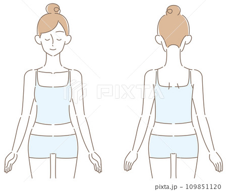 女性　正面　背面 109851120