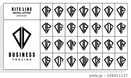 Line kite shape letter O OO logo, number 0 00 design set 109851137