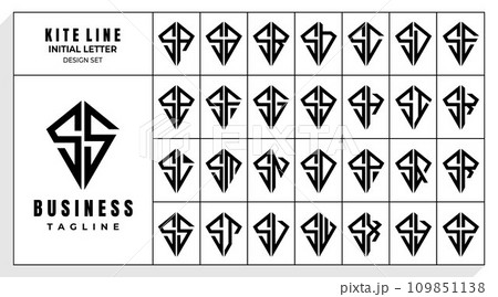 Set of abstract line kite letter S SS logo design Set of abstract line kite letter S SS logo design 109851138