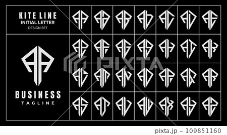 Geometric line kite shape letter A AA logo design set Geometric line kite shape letter A AA logo design set 109851160