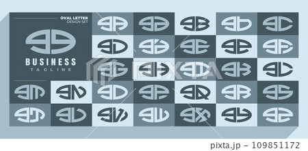Curve line ellipse lowercase letter G GG logo, number 9 99 design set 109851172