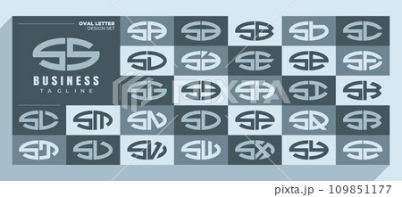 Modern curve ellipse letter S SS logo design bundle 109851177