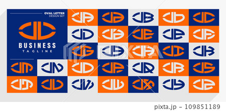 Set of abstract line oval letter J JL logo design Set of abstract line oval letter J JL logo design 109851189