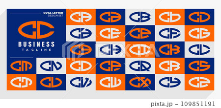 Set of abstract line oval letter C CC logo design Set of abstract line oval letter C CC logo design 109851191