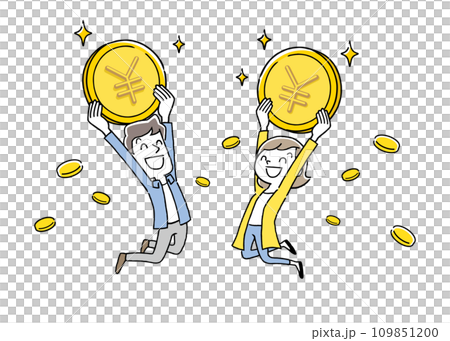 向量插畫素材:一個人拿著錢笑著跳躍 向量插畫素材:一個人拿著錢笑著跳躍 109851200