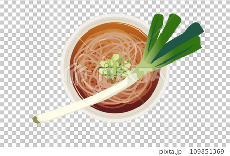 Fukushima green onion soba true overhead view Fukushima green onion soba true overhead view 109851369