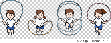 孩子們穿著體操服跳繩 孩子們穿著體操服跳繩 109851482