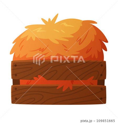 Hay Bale in Wooden Crate as Dried Grass for Fodder Vector Illustration Hay Bale in Wooden Crate as Dried Grass for Fodder Vector Illustration 109851665