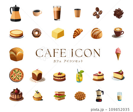 コーヒーとカフェのアイコンセット コーヒーとカフェのアイコンセット 109852035