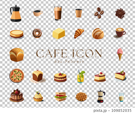 コーヒーとカフェのアイコンセット コーヒーとカフェのアイコンセット 109852035