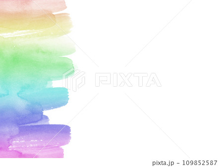 白背景にレインボーの水彩テクスチャ背景イラスト 109852587