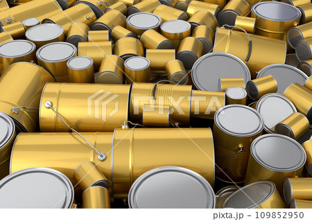 Pile of spray paint cans on violet background. Spray bottle and dispenser Pile of spray paint cans on violet background. Spray bottle and dispenser 109852950