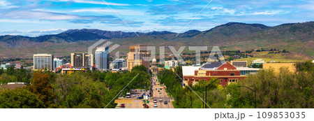 Downtown Boise, Idaho, with Capitol Blvd leading to the Idaho State Capitol 109853035