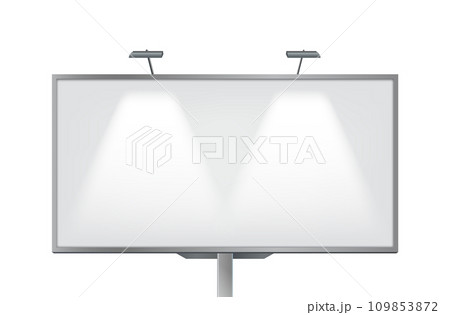 Billboard with glowing lamps realistic vector illustration 109853872