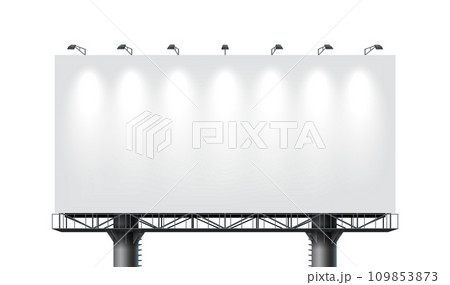 Billboard placard with glowing lamps realistic vector illustration Billboard placard with glowing lamps realistic vector illustration 109853873