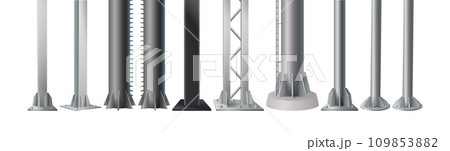 Metal supports types realistic vector illustration set Metal supports types realistic vector illustration set 109853882