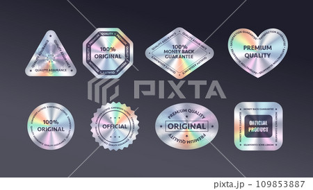 Holographic signs of product quality vector icons pack Holographic signs of product quality vector icons pack 109853887