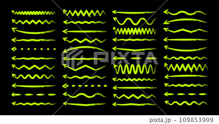 Grunge hand drawn arrows, highlighter lines. Marker stroke, brush pen drawn underline. Handwritten text pointers, notes, marks. Vector illustration Grunge hand drawn arrows, highlighter lines. Marker stroke, brush pen drawn underline. Handwritten text pointers, notes, marks. Vector illustration 109853909