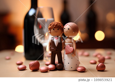 若いカップルとワイングラスとチョコレート 109853921