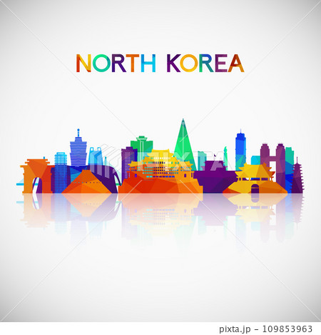 North Korea skyline silhouette in colorful geometric style.  North Korea skyline silhouette in colorful geometric style.  109853963