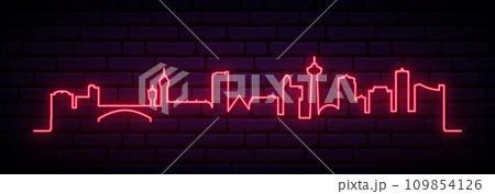 Red neon skyline of Niagara Falls. Red neon skyline of Niagara Falls. 109854126