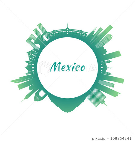 Mexico skyline with colorful buildings. Mexico skyline with colorful buildings. 109854241