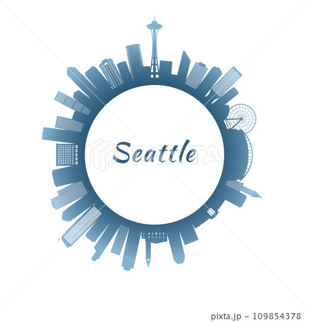 Seattle skyline with colorful buildings. Seattle skyline with colorful buildings. 109854378