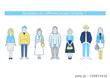さまざまな男女7人　全身　f+fo-mix7 109854416