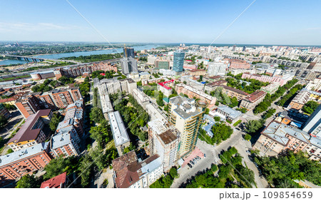 Aerial city view with roads, houses and buildings. 109854659
