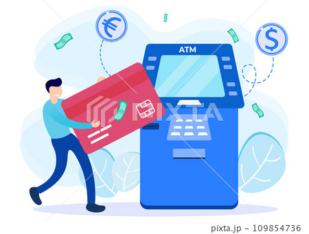 Illustration vector graphic cartoon character of ATM Illustration vector graphic cartoon character of ATM 109854736