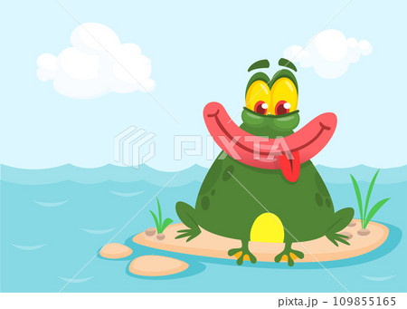 Funny Frog Cartoon. Vector illustration isolated 109855165
