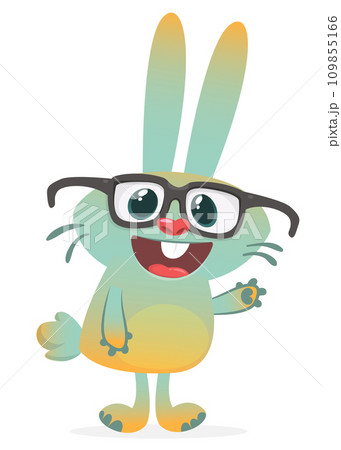 Happy cute bunny cartoon. Easter vector rabbit  illustration 109855166