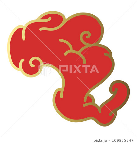 Clouds chinese style. Red and gold clouds, traditional Asian decorative retro element. Light cloud in paper cut style for festival 109855347