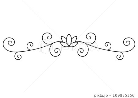 Flourish calligraphic design element. Page decoration symbol to embellish your layout. Linear of vintage swirl Flourish calligraphic design element. Page decoration symbol to embellish your layout. Linear of vintage swirl 109855356