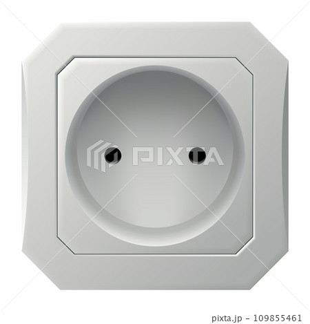 Realistic socket icon. Interior wall outlets or electric connector. Power electrical socket isolated on white background Realistic socket icon. Interior wall outlets or electric connector. Power electrical socket isolated on white background 109855461